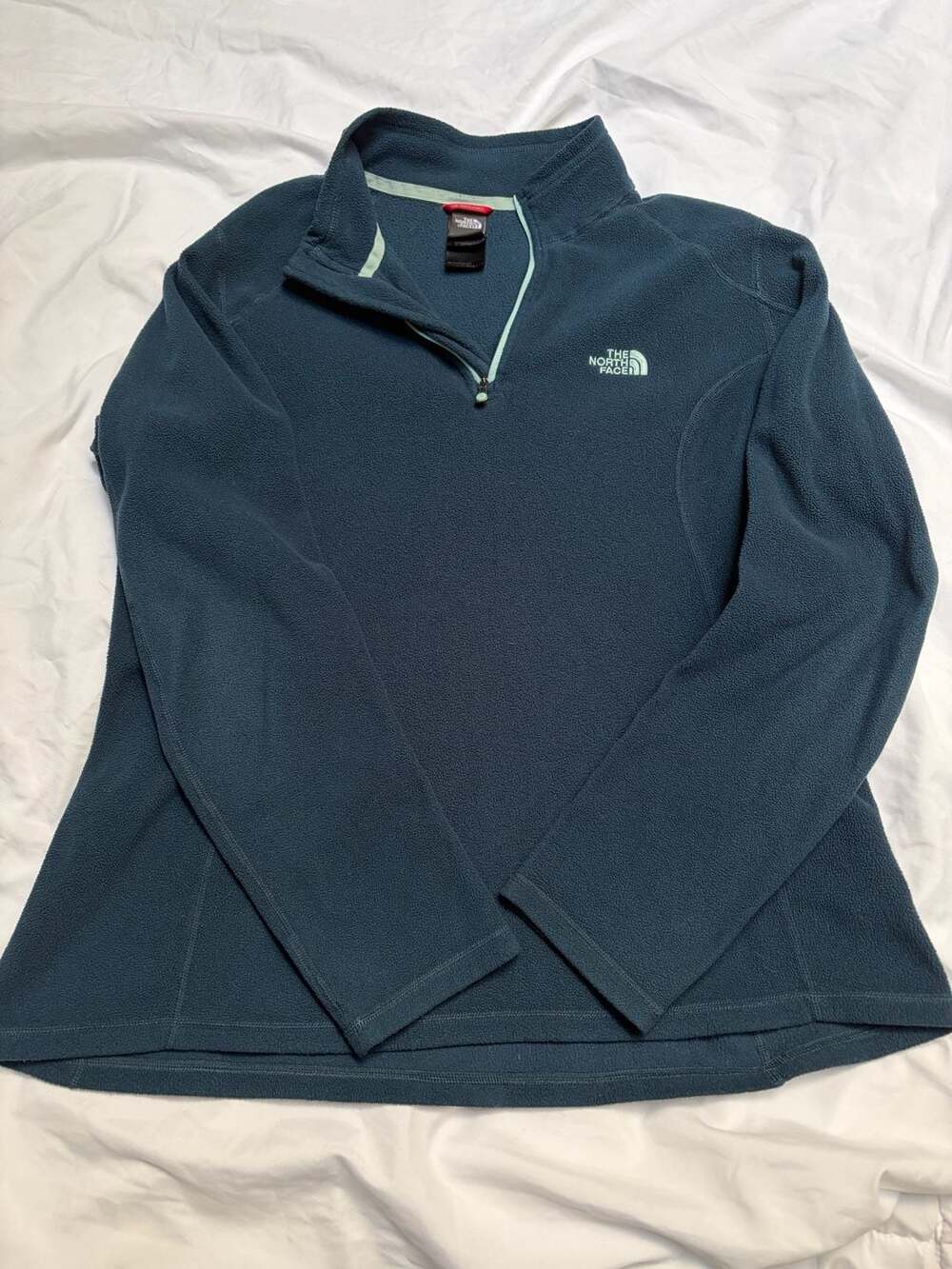 The North Face Fleece Pullover Size L Teal Blue Quarter Zip Sweater